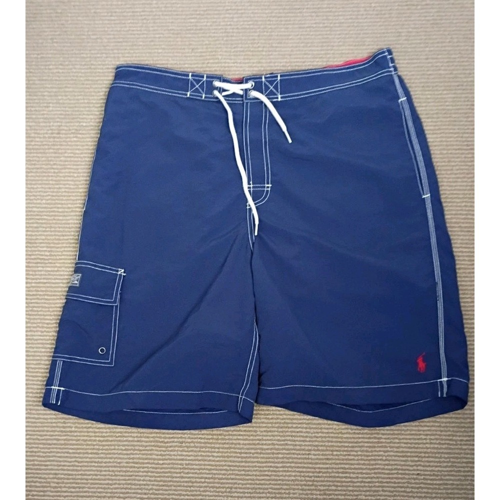 Vintage 2000s Polo Ralph Lauren Men's Kailua Swim Cargo Trunks Shorts Blue Sz L